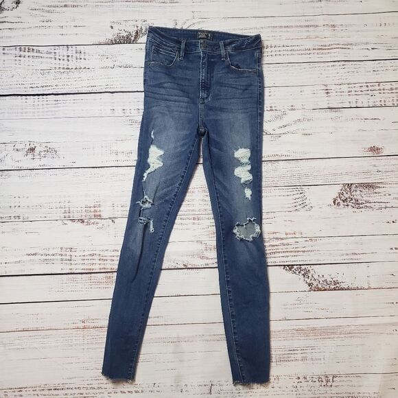 Abercrombie  & Fitch Simone high rise super skinny size 26 distressed raw hem - Picture 1 of 11